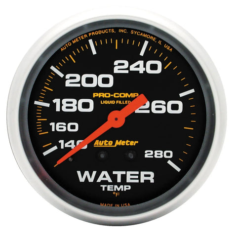 Autometer 2-5/8" Water Temperature 140-280 °F 6 Ft. Mechanical Liquid Filled Pro-Comp