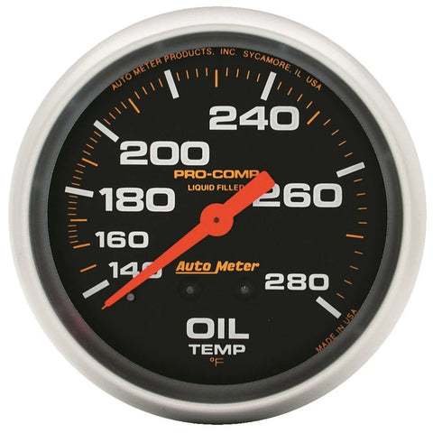 Autometer 2-5/8" Oil Temperature 140-280 °F 6 Ft. Mechanical Liquid Filled