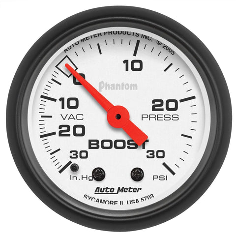 Autometer 2-1/16" Boost/Vacuum 30 In HG/30 PSI Mechanical Phantom