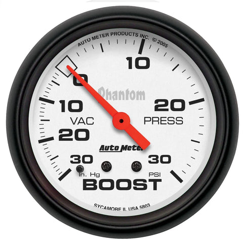 Autometer 2-5/8" Boost/Vacuum 30 In HG/30 PSI Mechanical Phantom