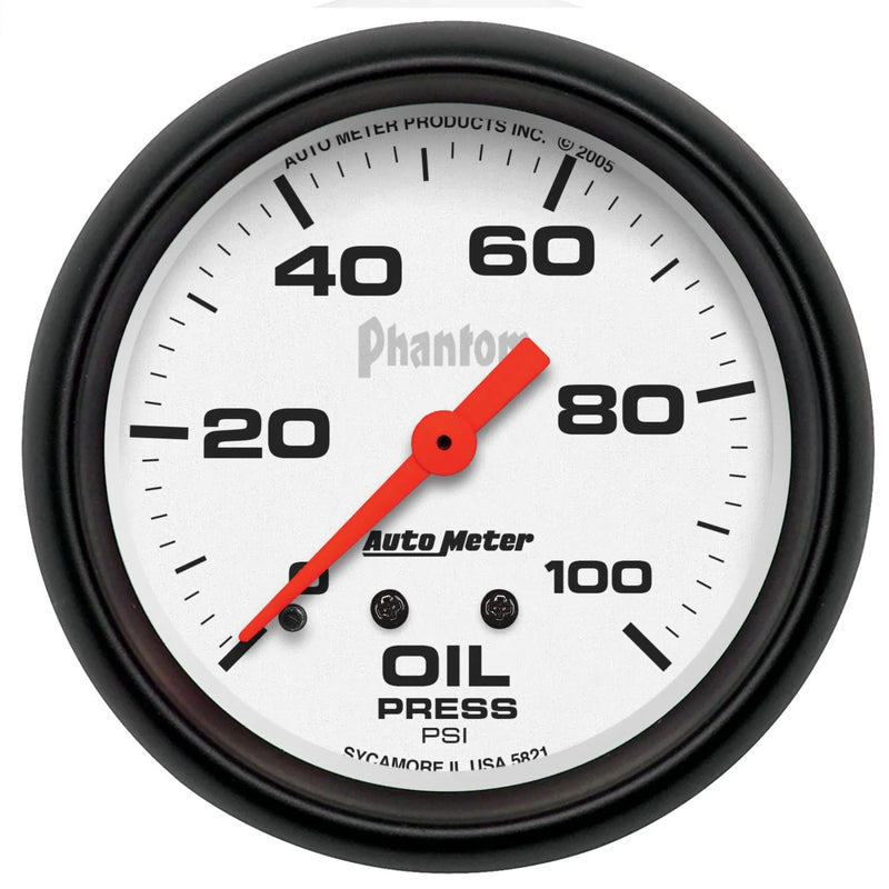 Autometer 2-5/8" Oil Pressure 0-100 PSI Mechanical Phantom