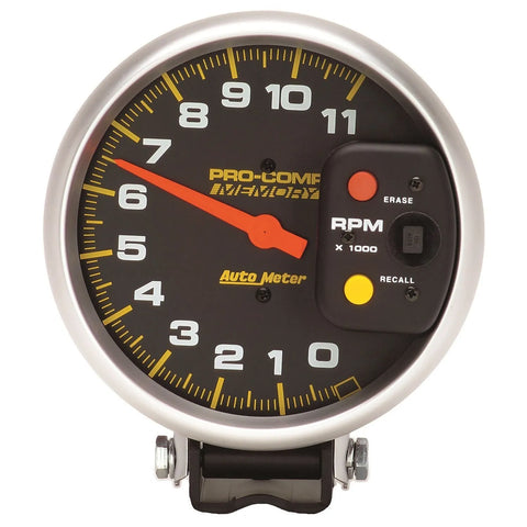 Autometer 5" Tachometer 0-11,000 RPM Pedestal W/Peak Memory Pro-Comp