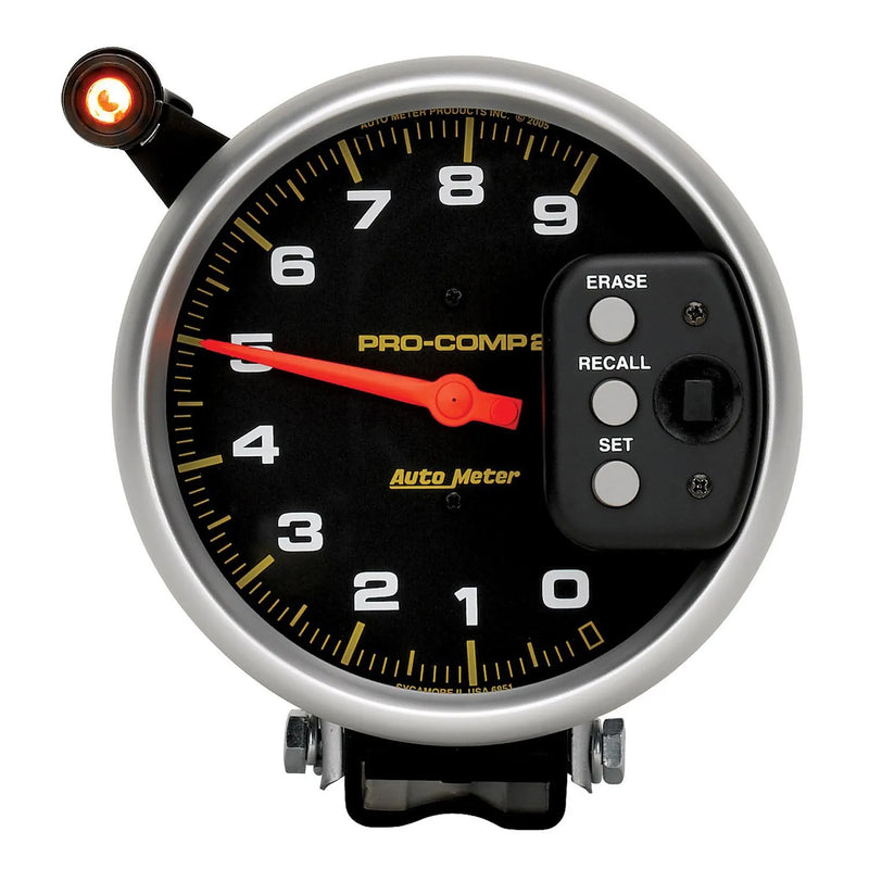Autometer 5" Tachometer 0-9000 RPM Pedestal w/Quick Lite & Peak Memory Pro-Comp