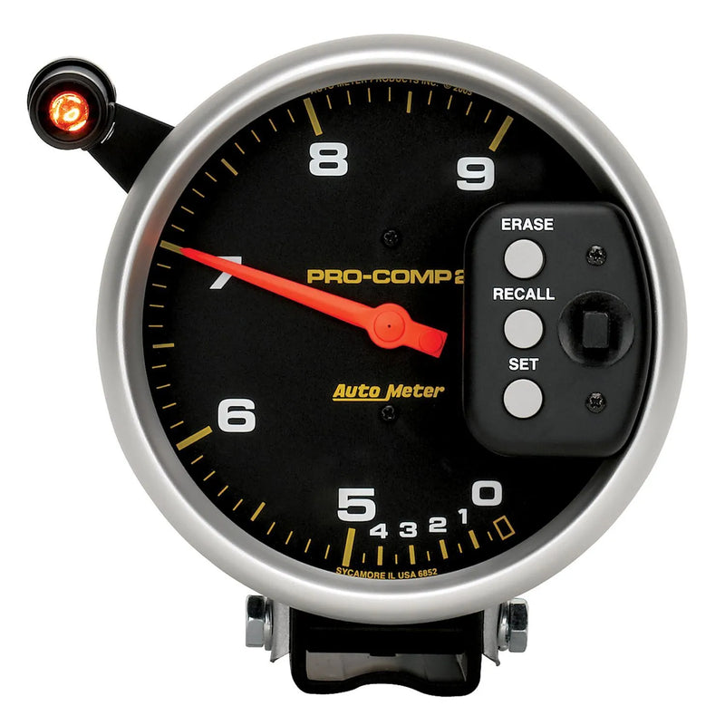 Autometer 5" Tachometer 0-9000 RPM Pedestal Dual Range w/Quick Lite & Peak Memory Pro-Comp