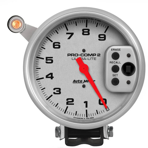 Autometer 5" Tachometer 0-9000 RPM Pedestal w/Quick Lite W/Peak Memory Ultra-Lite