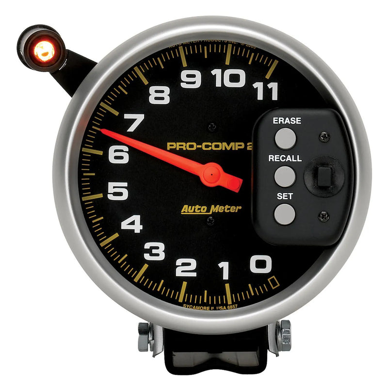 Autometer 5" Tachometer 0-11,000 RPM Pedestal w/Quick Lite & Peak Memory Pro-Comp