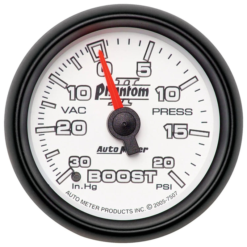 Autometer 2-1/16" Boost/Vacuum 30 In HG/20 PSI Mechanical Phantom II