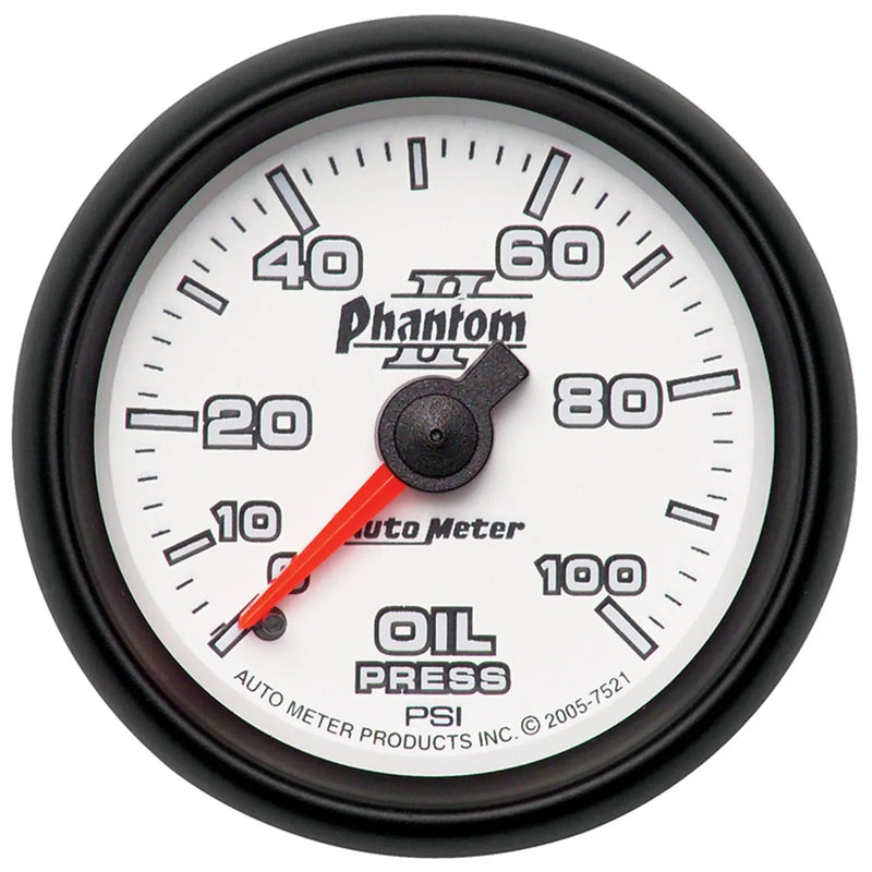 Autometer 2-1/16" Oil Pressure 0-100 PSI Mechanical Phantom II