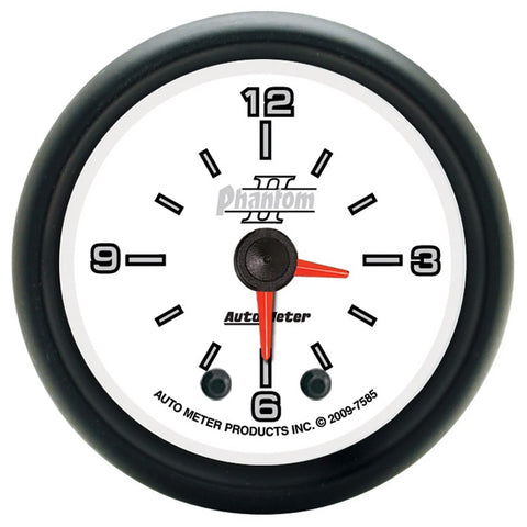 Autometer 2-1/16" Clock 12 Hour Phantom II