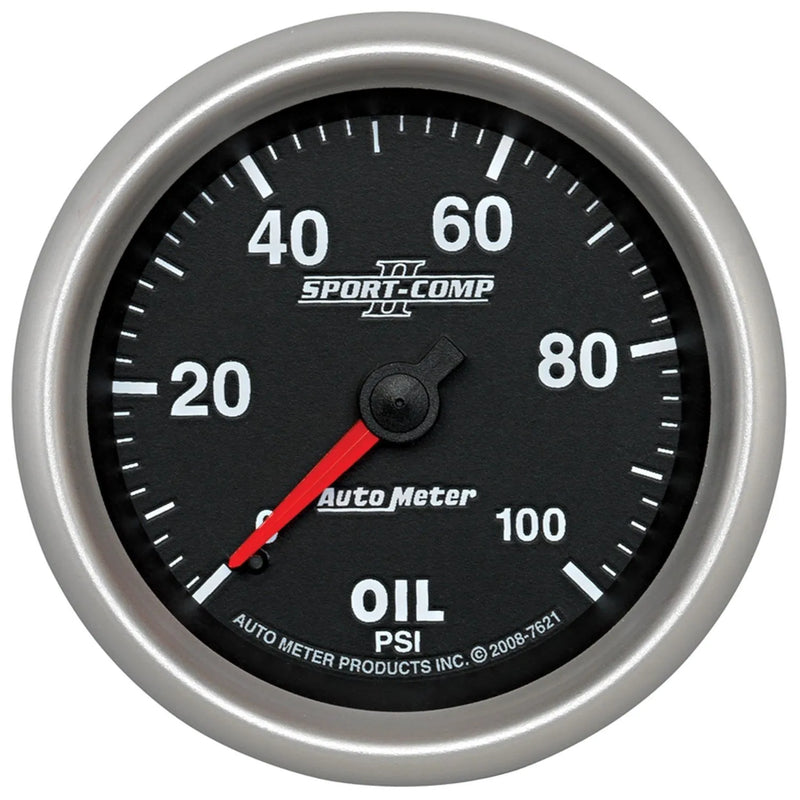 Autometer 2-5/8" Oil Pressure 0-100 PSI Mechanical Sport-Comp II