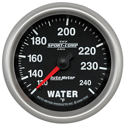 Autometer 2-5/8" Water Temperature 120-240 °F 6 Ft. Mechanical Sport-Comp II