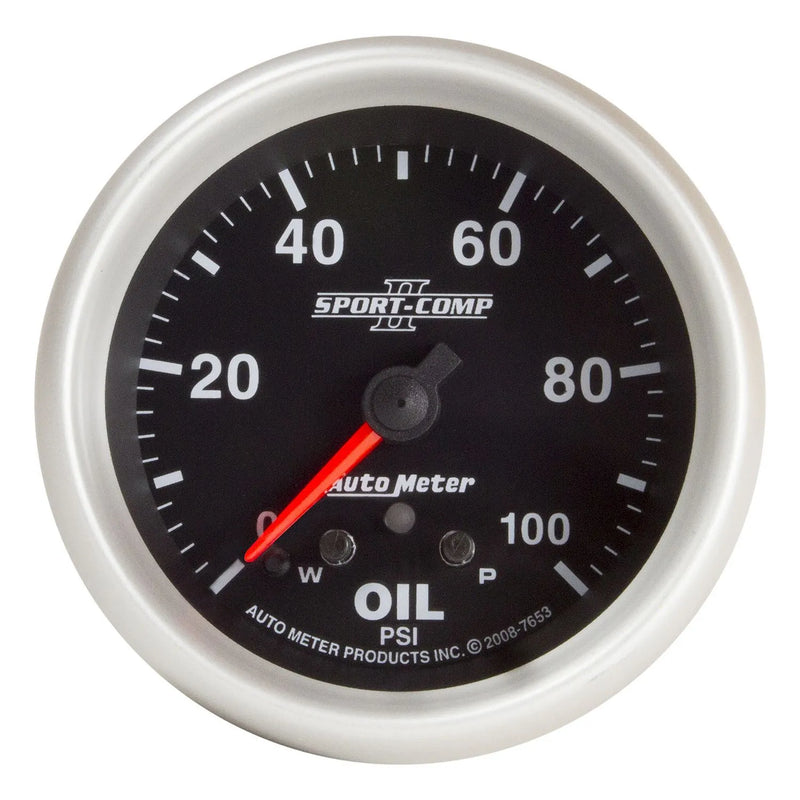 Autometer 2-5/8" Oil Pressure w/Peak & Warn 0-100 PSI Stepper Motor Sport-Comp II