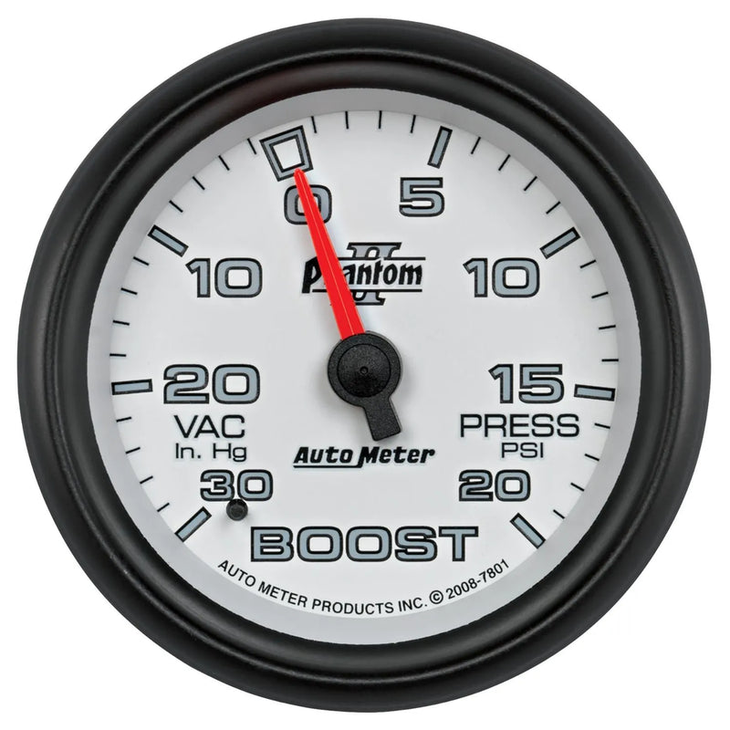 Autometer 2-5/8" Boost/Vacuum 30 In HG/20 PSI Mechanical Phantom II