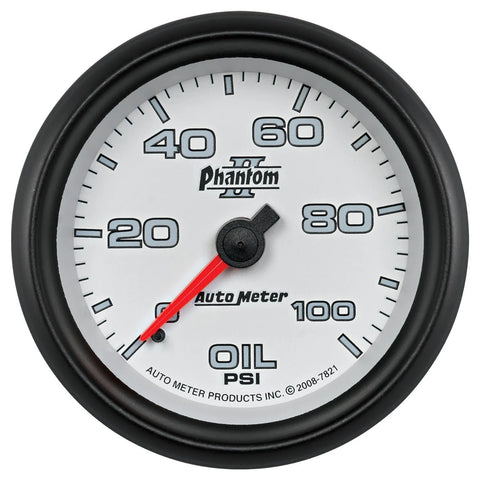 Autometer 2-5/8" Oil Pressure 0-100 PSI Mechanical Phantom II