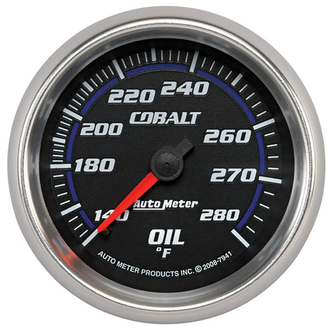 Autometer 2-5/8" Oil Temperature 140-280 °F 6 Ft. Mechanical Cobalt
