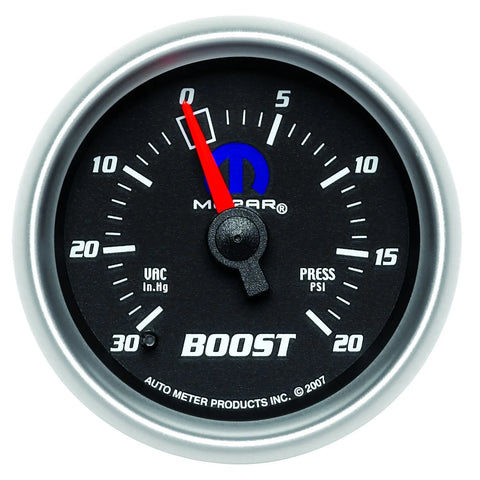Autometer 2-1/16" Boost/Vacuum 30 In HG/20 PSI Mechanical Black Mopar