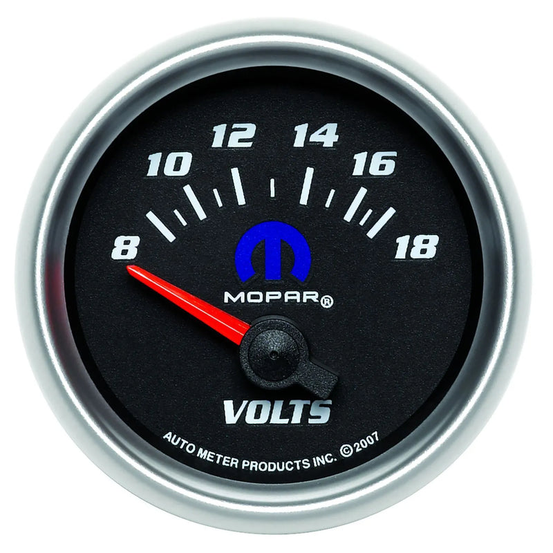 Autometer 2-1/16" Voltmeter 8-18V Air-Core Black Mopar