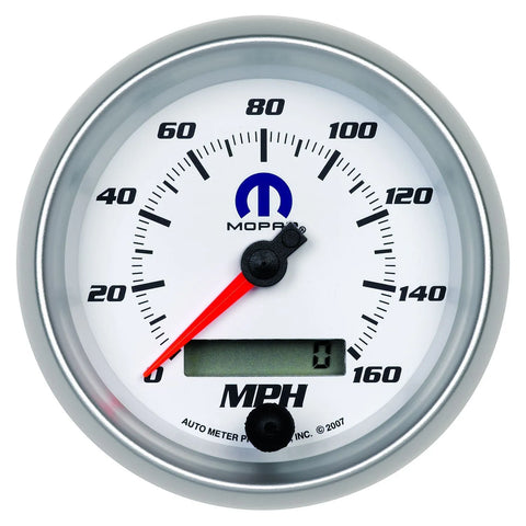 Autometer 3-3/8" Speedometer 0-160 MPH Electric White Mopar