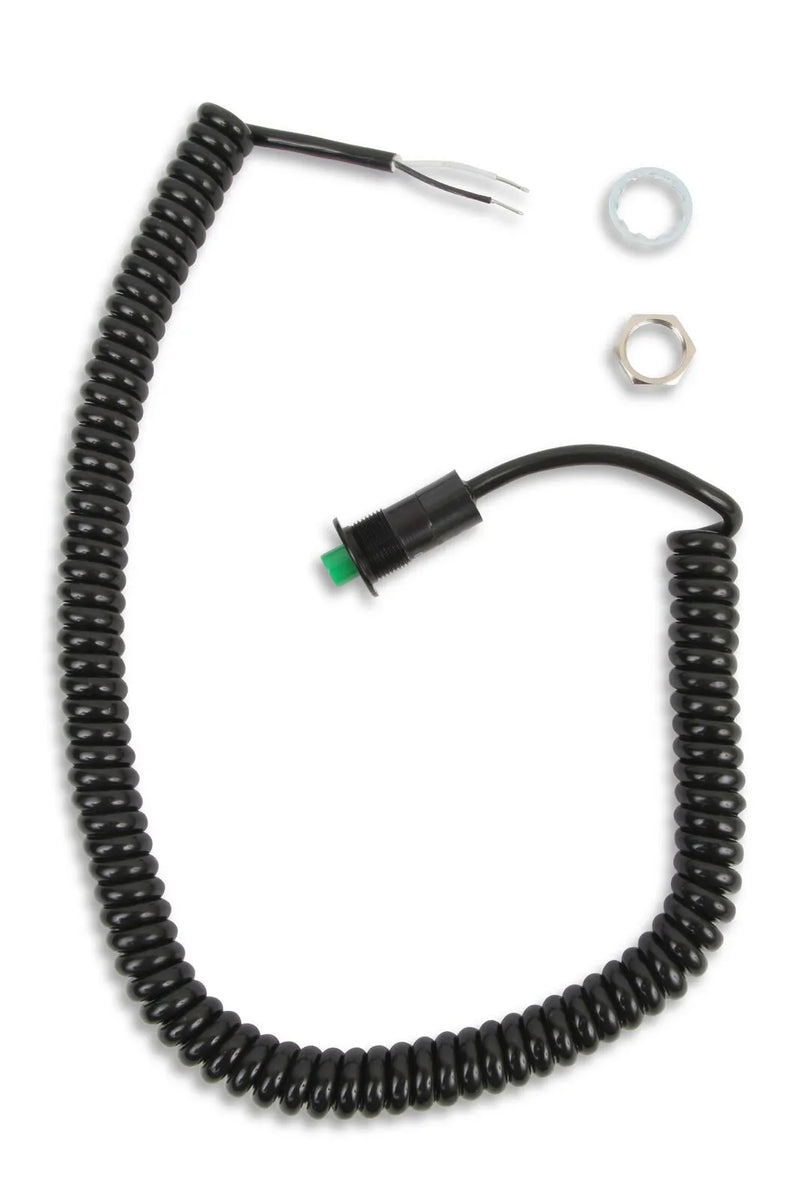 B&M 46003 Momentary Switch - Green Button Spiral Cord