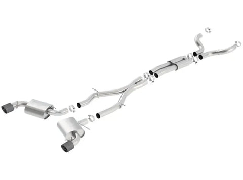 Borla Exhaust 4.5in Carbon Fiber Tips Single Split Exit S-Type Cat-Back Exhaust (Camaro 16-23) — fits Chevrolet Cam...