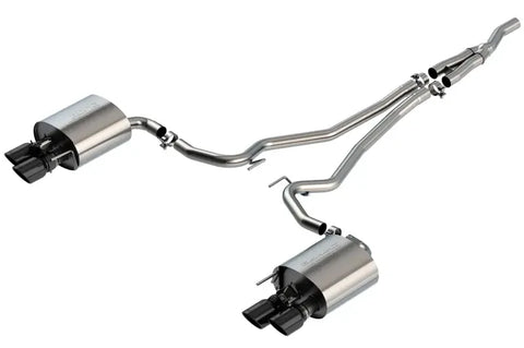 Borla Exhaust 2.25in S-Type Exhaust w/Valves - Black Chrome Tips (Mustang Ecoboost 19-23)