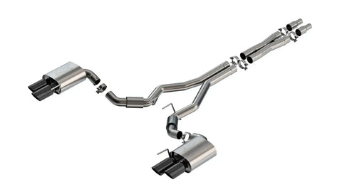 Borla Exhaust 3 in Atak Cat-Back Non-Active Exhaust- Black Chrome Quad Tip (Mustang GT 24)