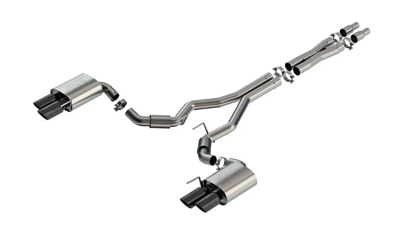 Borla Exhaust 3 in Atak Cat-Back Non-Active Exhaust- Black Chrome Quad Tip (Mustang GT 24)