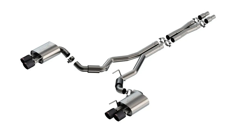 Borla Exhaust 3 in Atak Cat-Back Non-Active Exhaust- Carbon Fiber Quad Tip (Mustang GT 24)