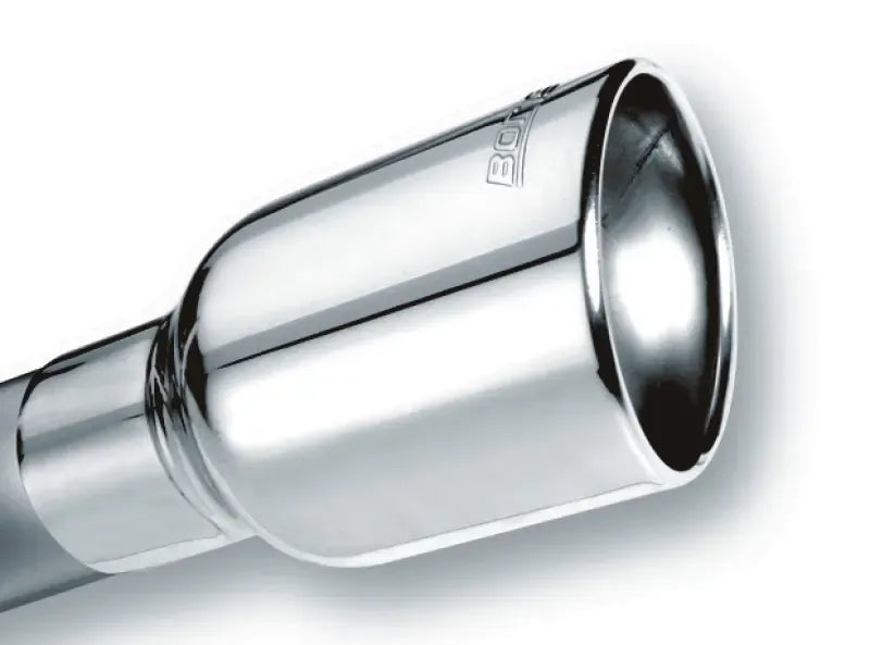 Borla Exhaust Polished Tip Single Oval Rolled Angle-Cut w/Clamp - Inlet 2 1/2in. Outlet 4 1/4 x 3 1
