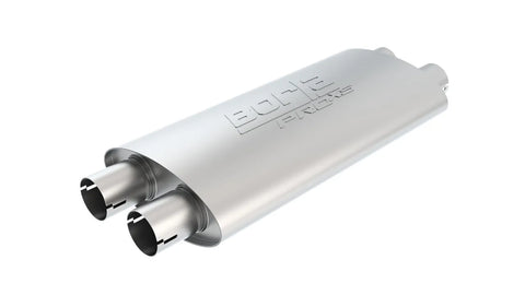 Borla Exhaust Pro-XS 2.25in Tubing 19in x 4in x 9.5in Oval Notched Dual In / Dual Out Muffler
