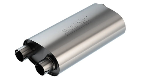 Borla Exhaust Transverse Flow Notched Muffler - Oval Single Inlet/Dual Outlet 2.5in 19in x 10.5in x 5.5in