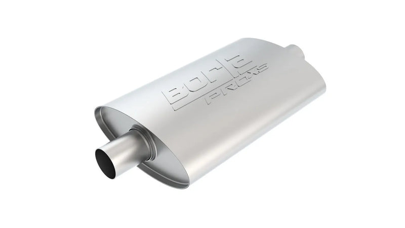 Borla Exhaust Pro-XS 2inch, 2inch, 14inch x 9-1/2inch x 4inch Oval Cen/Cen w/o Notch Turbo Muffler