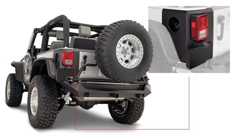 Bushwacker Trail Armor Rear Corners - Black (Wrangler 07-18) — fits Jeep Wrangler