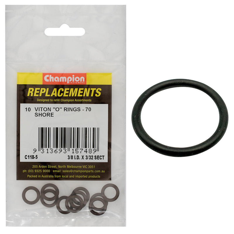 Champion Fasteners O Ring Viton Rubber 70 Shore 3/8In X