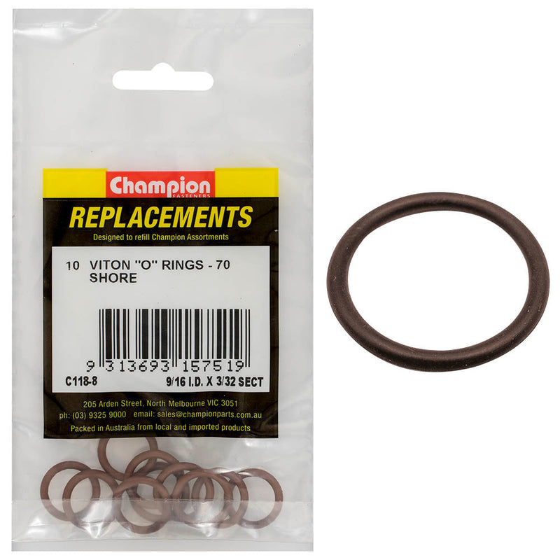 Champion Fasteners O Ring Viton Rubber 70 Shore 9/16In X