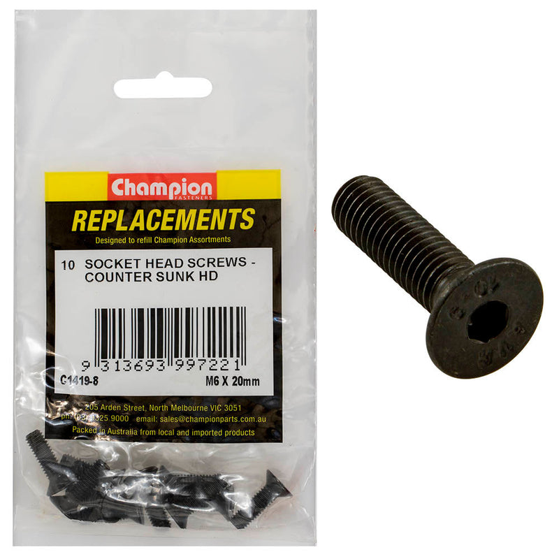 Champion Fasteners Socket Head Cap Screw Csk M6 X 20mm