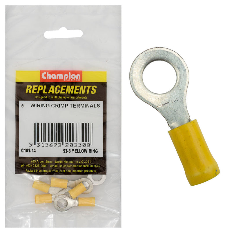 Champion Fasteners Crimp Terminal Ring Yellow 8mm C161-14
