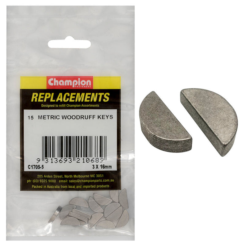 Champion Fasteners Woodruff Keys 3X16mm C1705-5