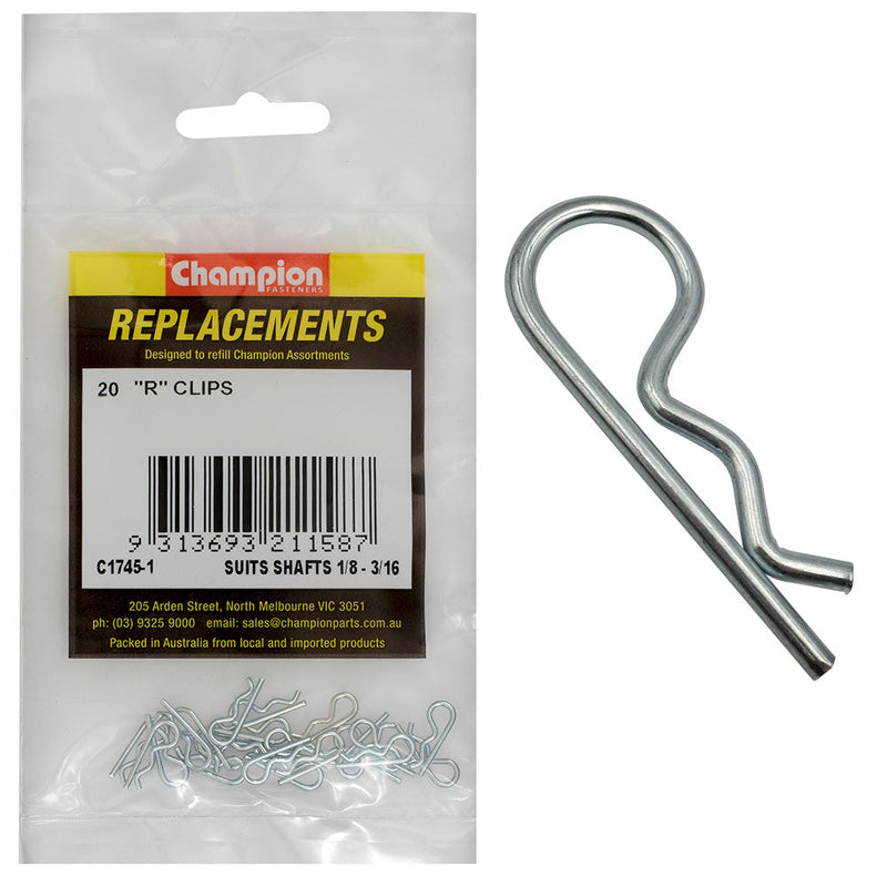Champion Fasteners R Clip Suit 1/8In 3/16In Shaft C1745-1