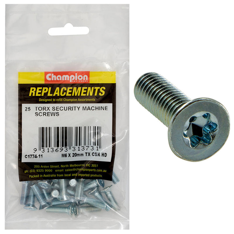 Champion Fasteners Machine Screw Csk Torx (Tx) M6 X 20mm