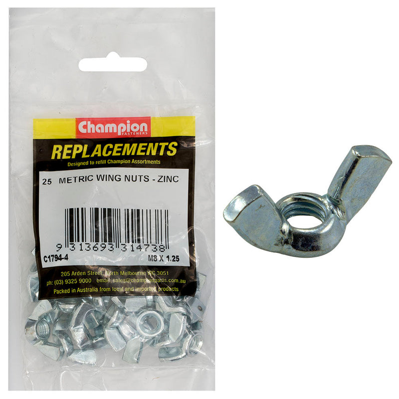 Champion Fasteners Wing Nut Steel M8 X 1.25mm Zinc Plated