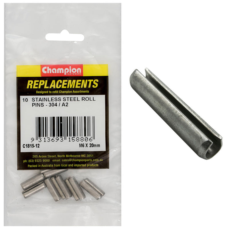 Champion Fasteners Roll Pin Stainless Steel 6 X 20mm