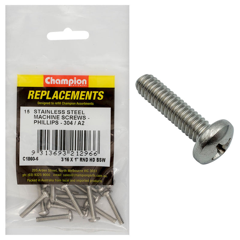 Champion Fasteners Machine Screws Pan Phillips Stainless