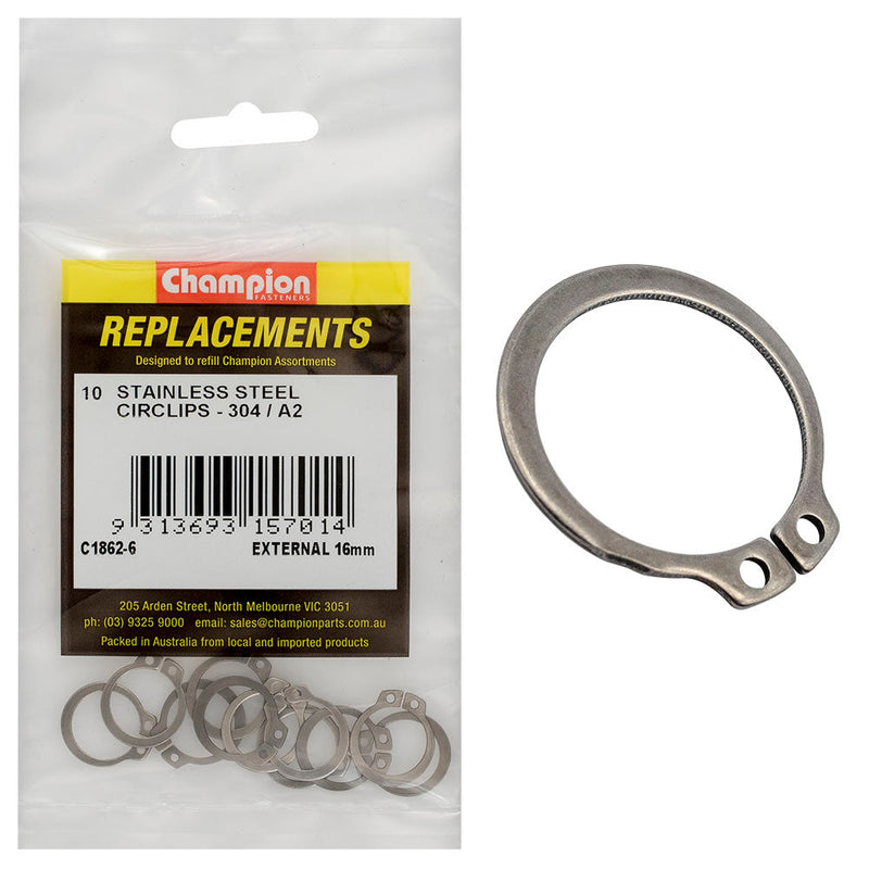 Champion Fasteners Circlip External Shaft Stainless Steel