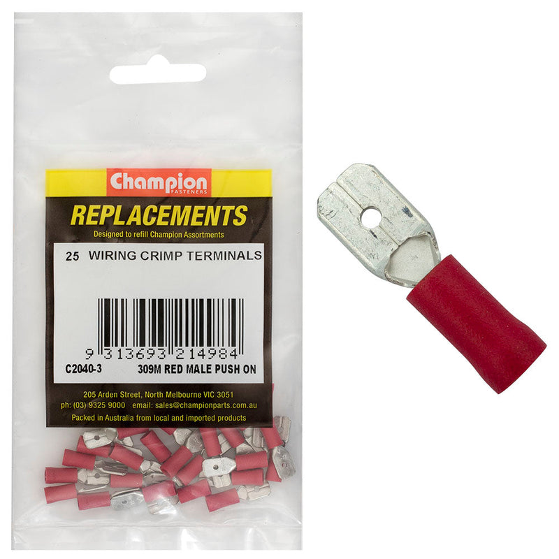 Champion Fasteners Crimp Terminal Blade Male Red 6.3mm