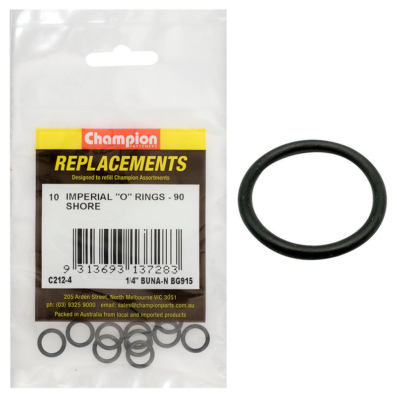 Champion Fasteners O Ring Nitrile Rubber 90 Shore 1/4In X