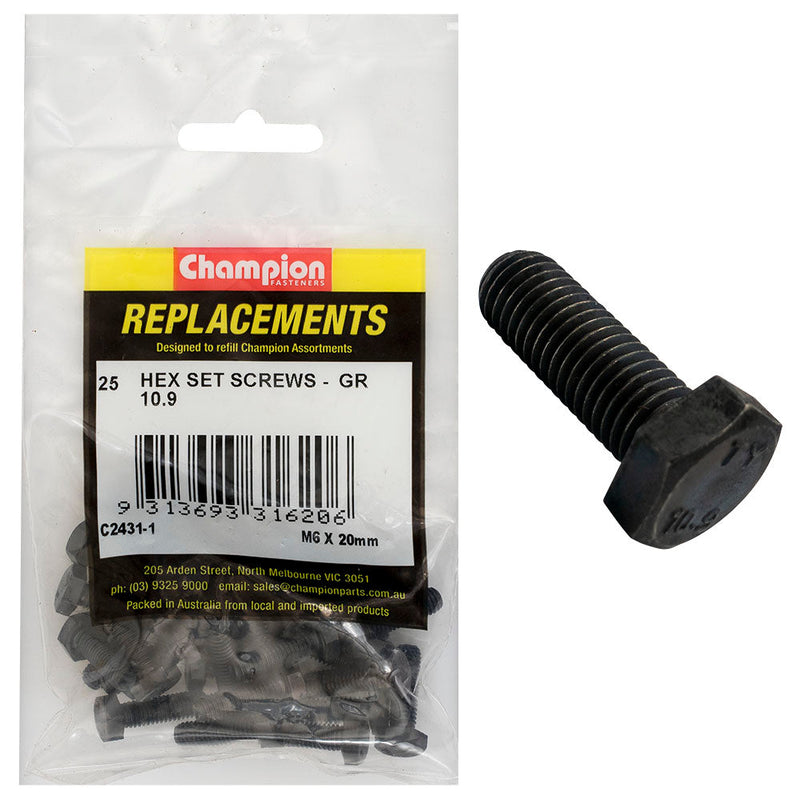 Champion Fasteners Hex Set Screw High Tensile M6 X 20mm