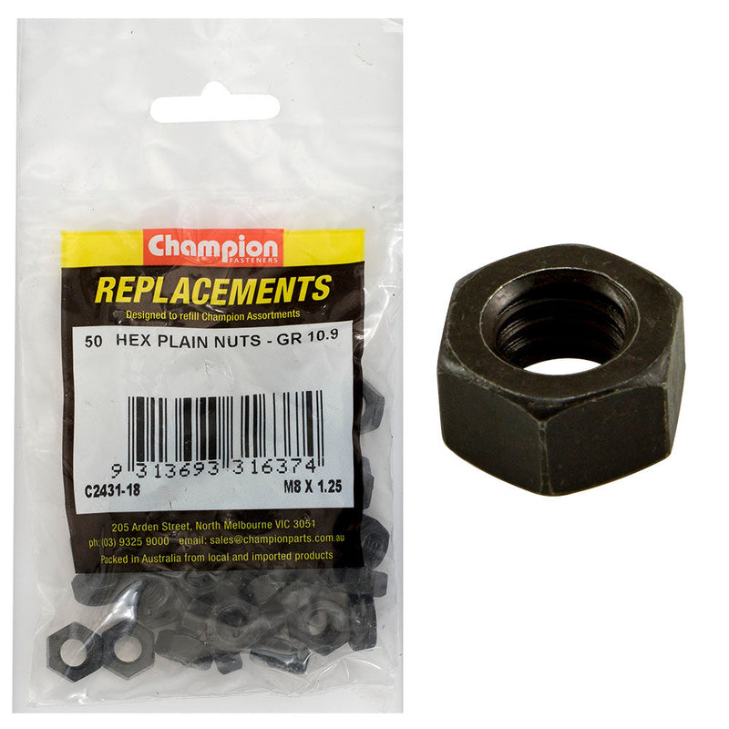 Champion Fasteners Hex Plain Nut High Tensile M8 X 1.25mm