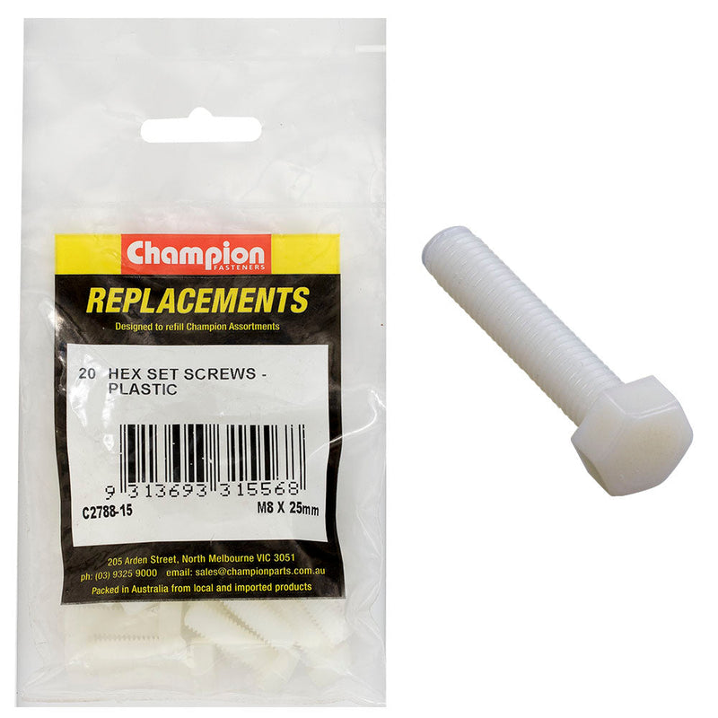 Champion Fasteners Hex Set Screw Plastic M8 X 25mm