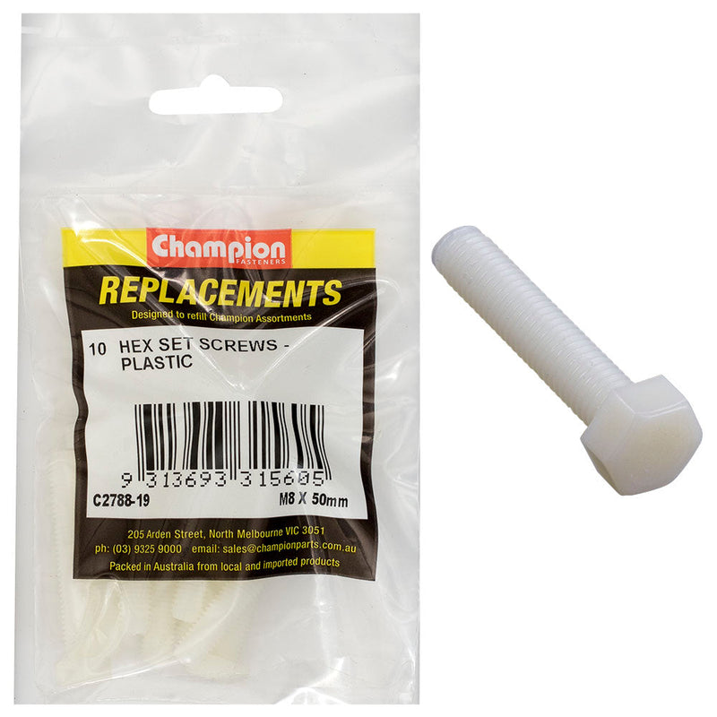 Champion Fasteners Hex Set Screw Plastic M8 X 50mm